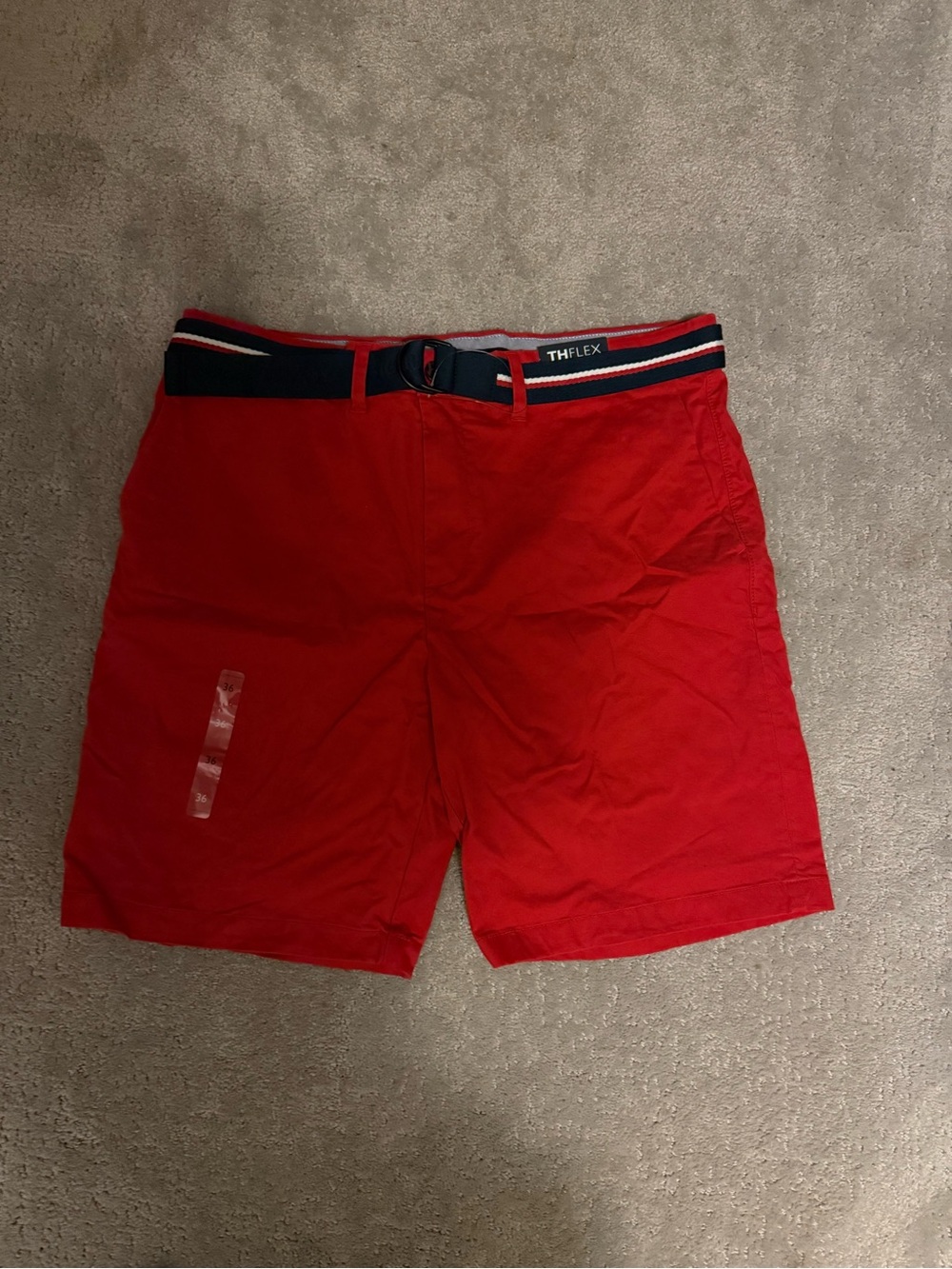 Tommy Hilfiger Red Men's Shorts with Navy Trim Belt